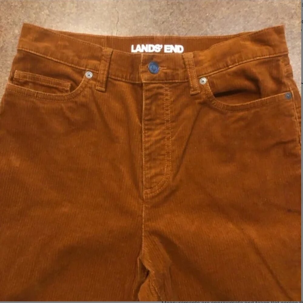 Lands’ End High Rise Straight Corduroy Jeans Rust Sz 8